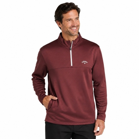 Callaway Other - Callaway Pullover Mens XL Maroon Quarter Zip‎ Textured Ribbed Performance New